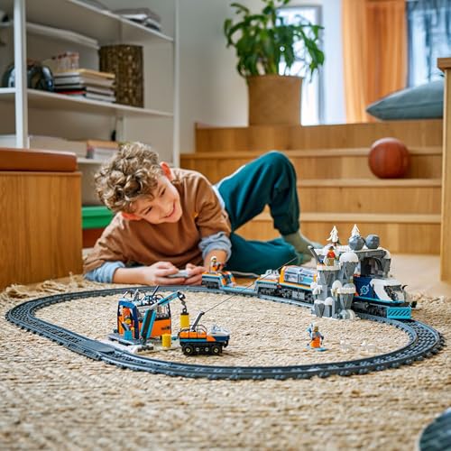 LEGO 60470 City Explorers’ Arctic Polar Express Train Set - incl. a Remote-Controlled Train Toy, Snowplough, 22 Track Pieces, 6 Minifigures & a Rockfall Function