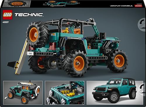 LEGO 42227 Technic Jeep Wrangler Rubicon SUV Car Toy - Off-Road Vehicle Model Kit with V6 Engine, Steering & Suspension