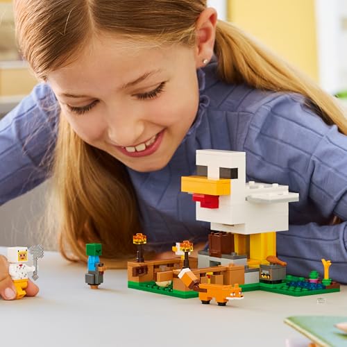 LEGO 21585 Minecraft Chicken Farm - with Chicken Fan Minifigure, Baby Zombie & Fox Mob Figures