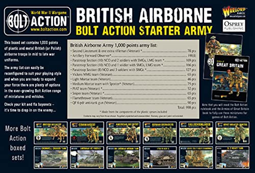Bolt Action - British Airborne Starter Army - 28mm Scale Plastic Miniatures by Warlord Games - Highly Detailed World War 2 Miniatures for Table-top Wargaming