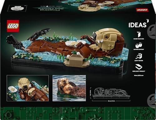 LEGO 21366 Ideas Floating Sea Otters - Building Set for Adults - 3D Display Model with Otter & Pup Animal Figures