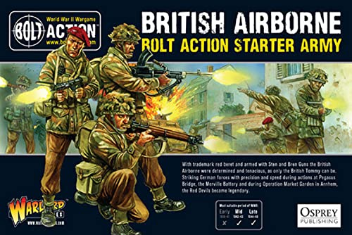 Bolt Action - British Airborne Starter Army - 28mm Scale Plastic Miniatures by Warlord Games - Highly Detailed World War 2 Miniatures for Table-top Wargaming