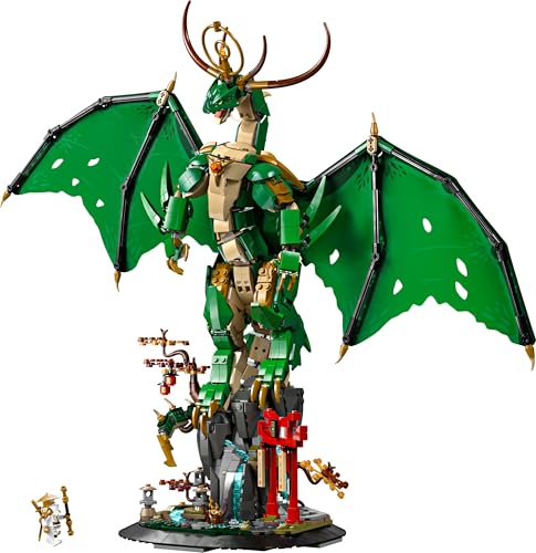 LEGO 71847 Ninjago The Guardian Dragon - Features a Posable Dragon Figure, Master Wu Minifigure & a Scenic Rock-Effect Display Stand