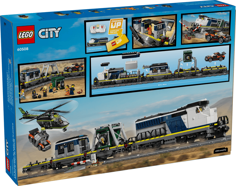 LEGO 60508 City Police Train Heist - Remote Control Train Model Kit w/Circular Track, Helicopter, Rally Car & 6 Minifigures