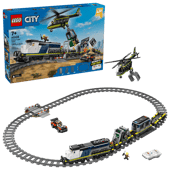 LEGO 60508 City Police Train Heist - Remote Control Train Model Kit w/Circular Track, Helicopter, Rally Car & 6 Minifigures