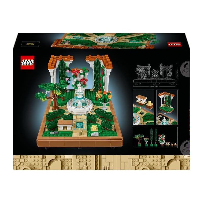 LEGO 10359 Icons Fountain Garden with Cypress Trees, Grapevines, Flowers and Animal Figures