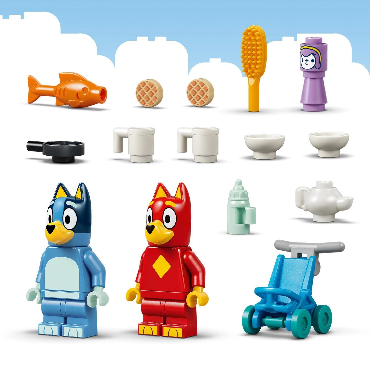 LEGO 11221 Bluey School with Rusty and Bluey with Kitchen, Cafe, 2 Minifigures & Play Food Accessories
