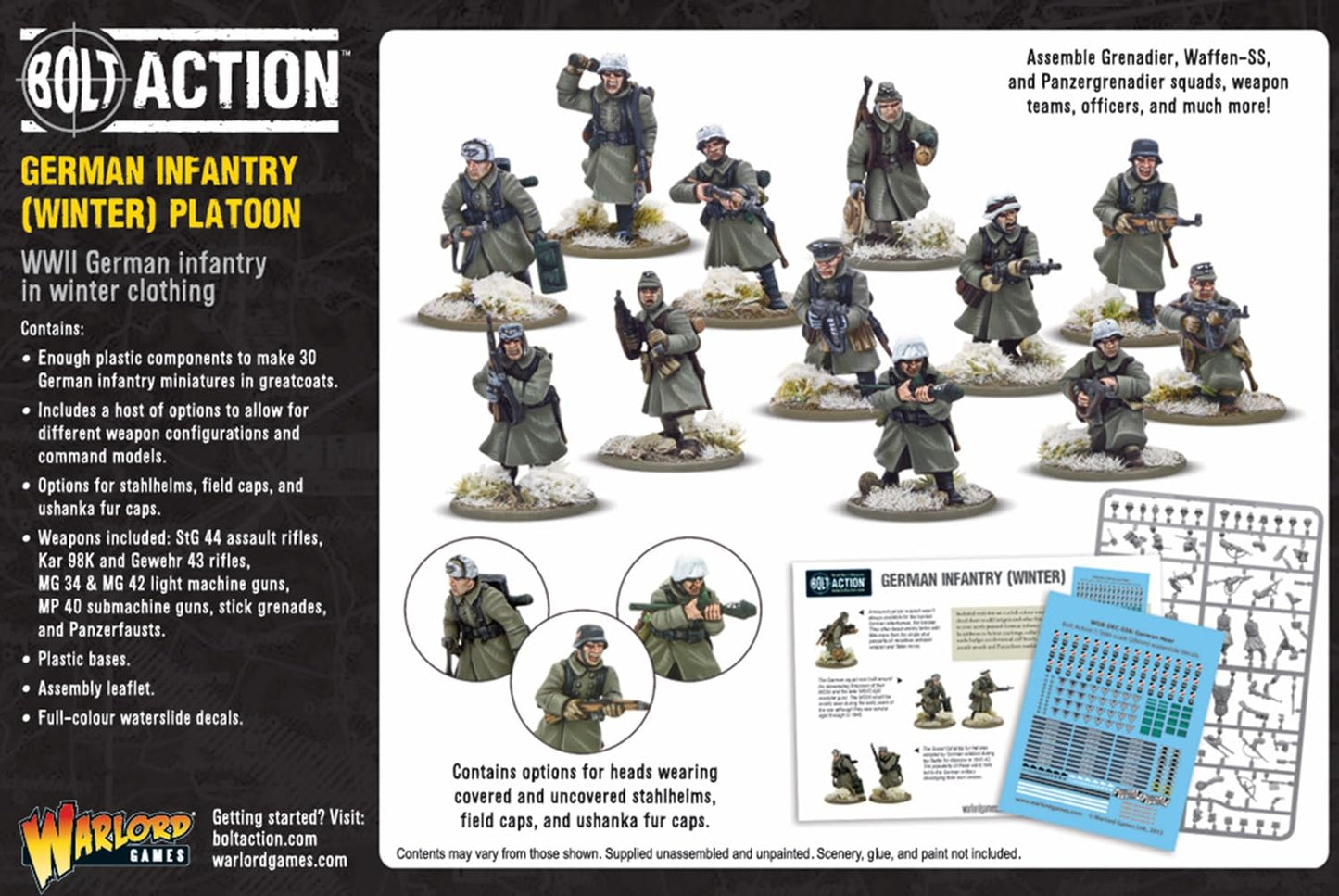 Bolt Action : Germans Grenadiers Winter Infantry Platoon - 28mm Scale - Warlord Games