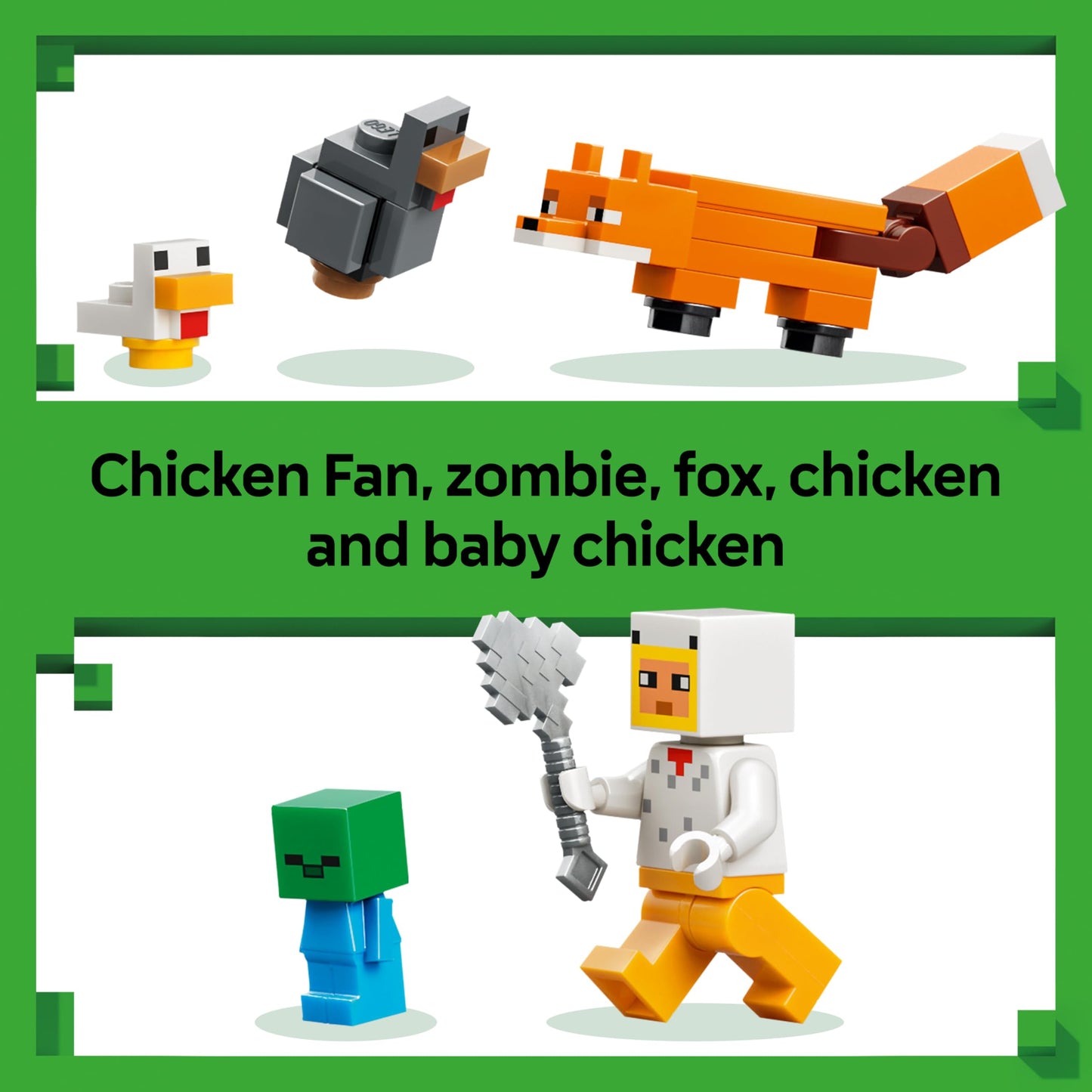 LEGO 21585 Minecraft Chicken Farm - with Chicken Fan Minifigure, Baby Zombie & Fox Mob Figures