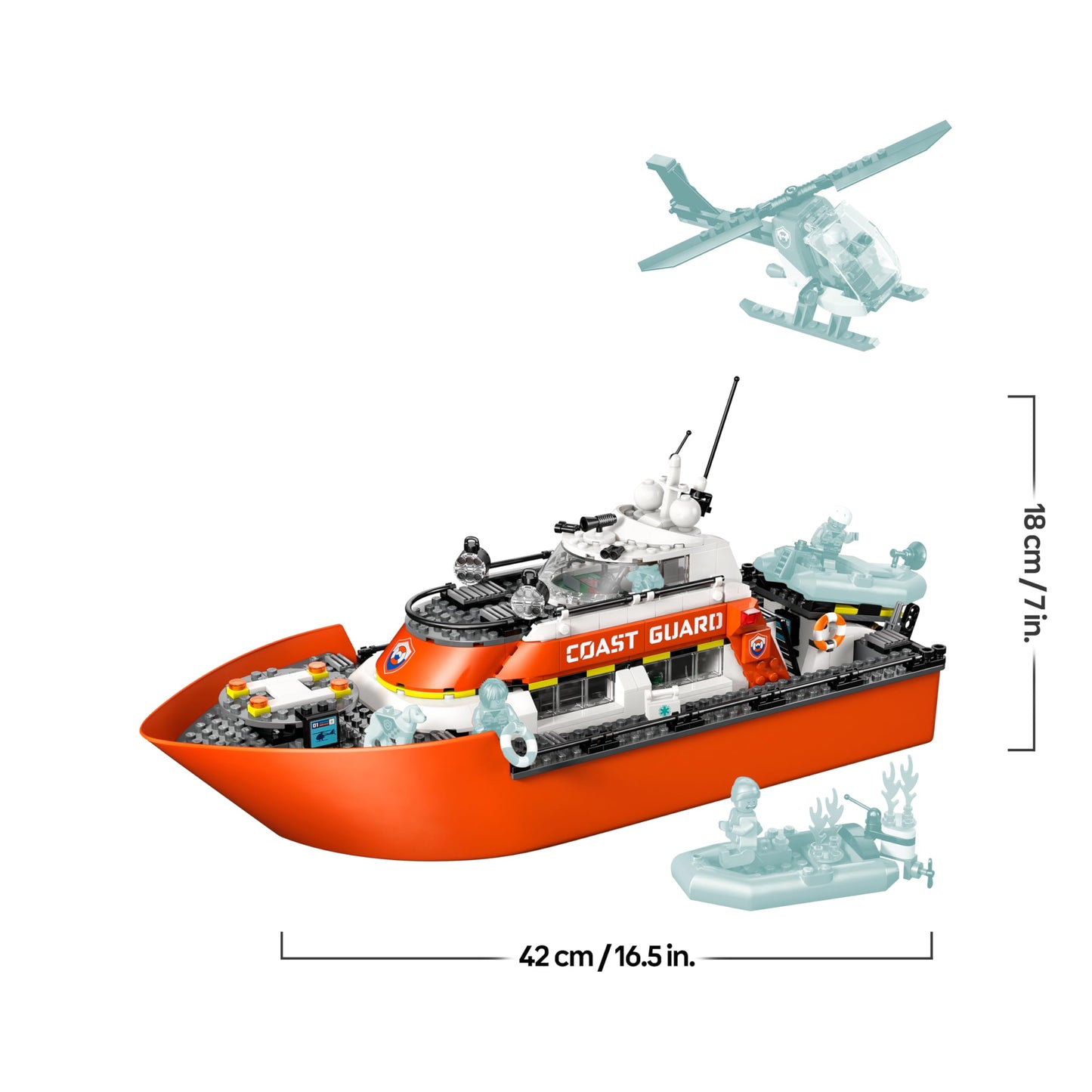 LEGO 60504 City Coast Guard Rescue Boat & Helicopter Toy - Emergency Vehicles Playset with Model Floating Ship, 5 Minifigures & a Dog Figure