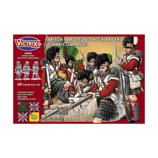 Victrix VX0007 - British Napoleonic Highlander Flank Companies - 60 Figure Box With Flags - 28mm Plastic Minatures Napoleonic