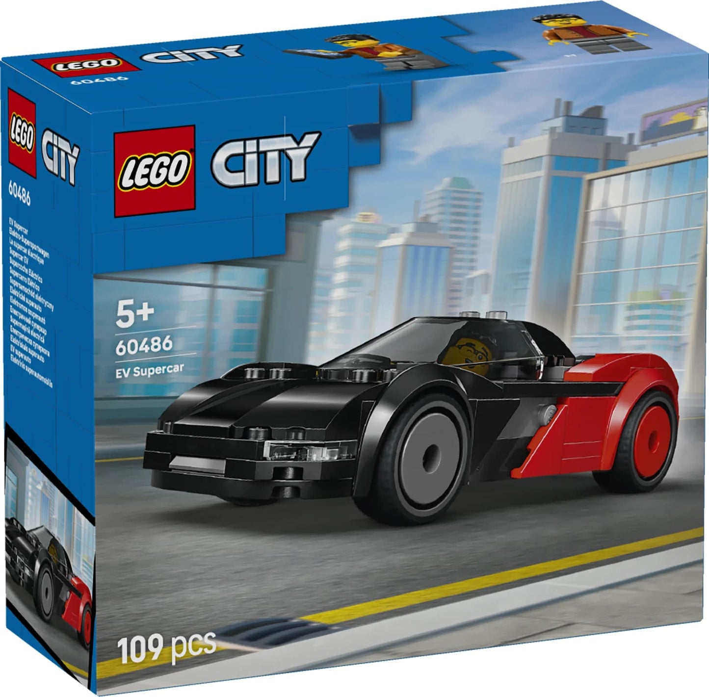 LEGO 60486 City EV Supercar Toy - Race Car Model Kit with Driver Minifigure
