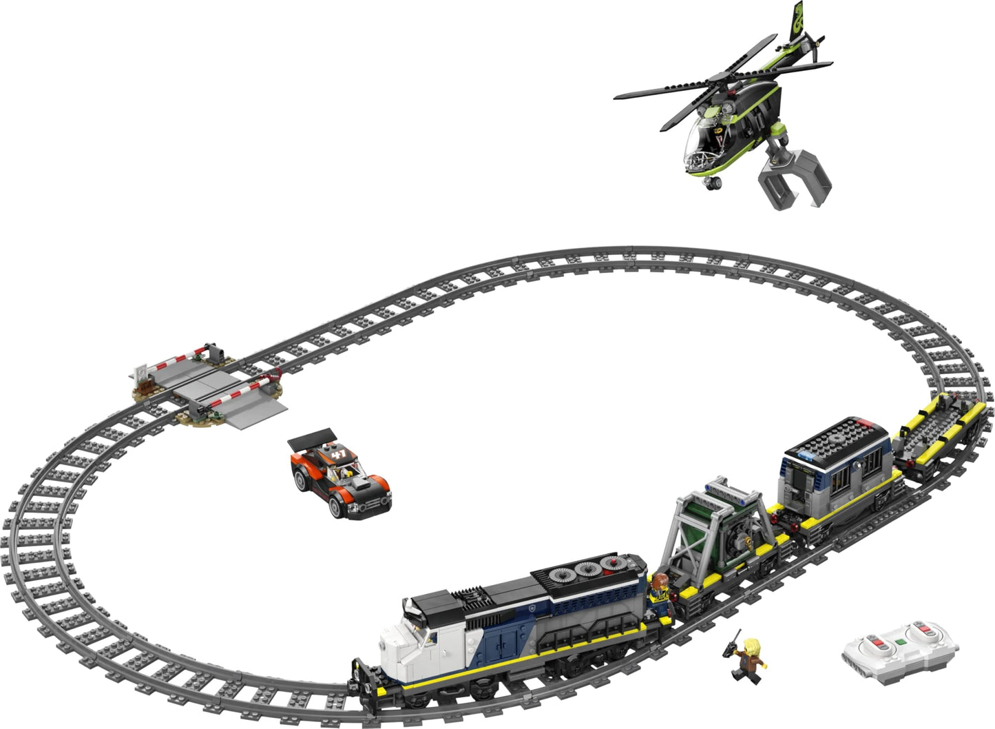 LEGO 60508 City Police Train Heist - Remote Control Train Model Kit w/Circular Track, Helicopter, Rally Car & 6 Minifigures