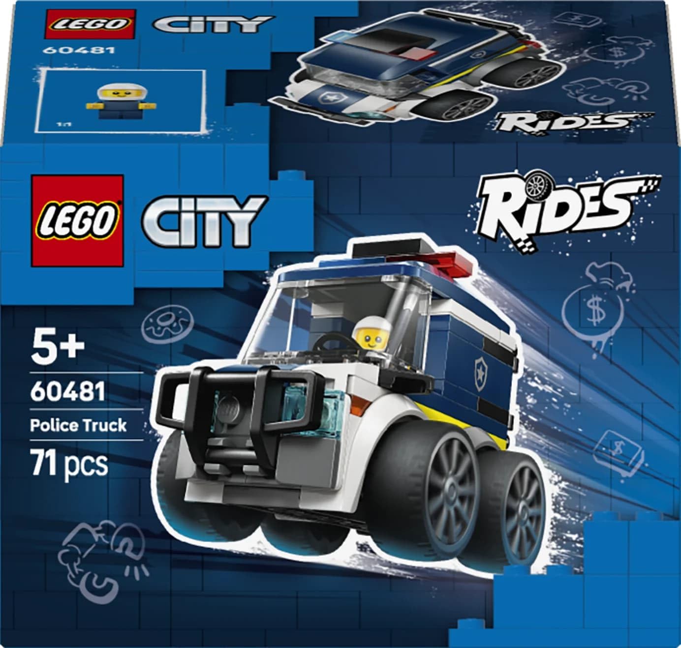 LEGO 60481 City Rides – Police Truck Toy - Emergency Vehicles Building Set with a Police Officer Junior Minifigure