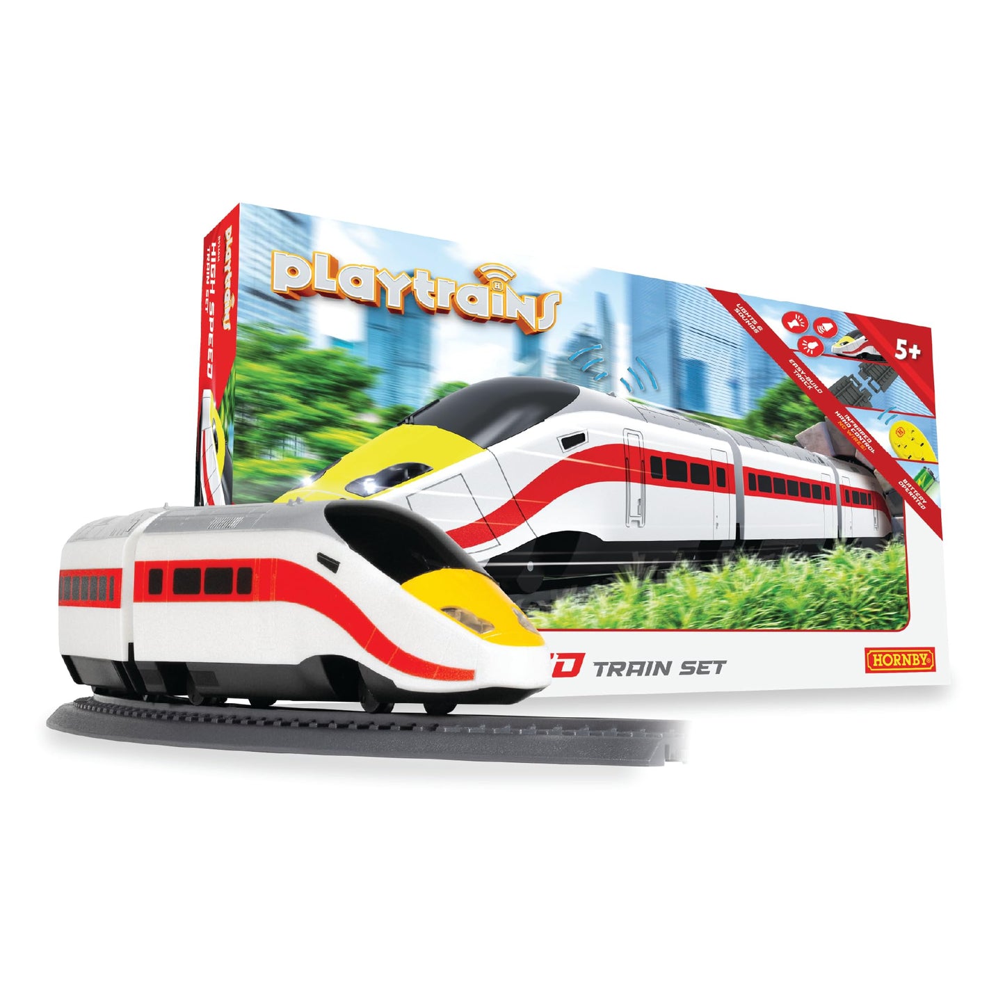 Hornby R9360M Playtrains High Speed Train Set - Remote Controlled Battery Train Set - Kids Toy Train Sets for Ages 5+