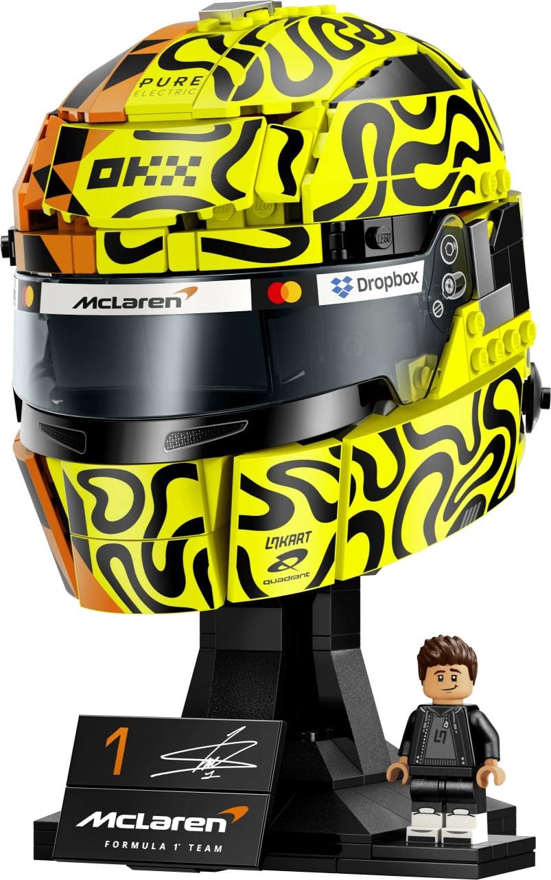 LEGO 43023 Editions McLaren Mastercard F1 Team Lando Norris Helmet - F1 Merchandise - Display Model Kit with Collectible Minifigure