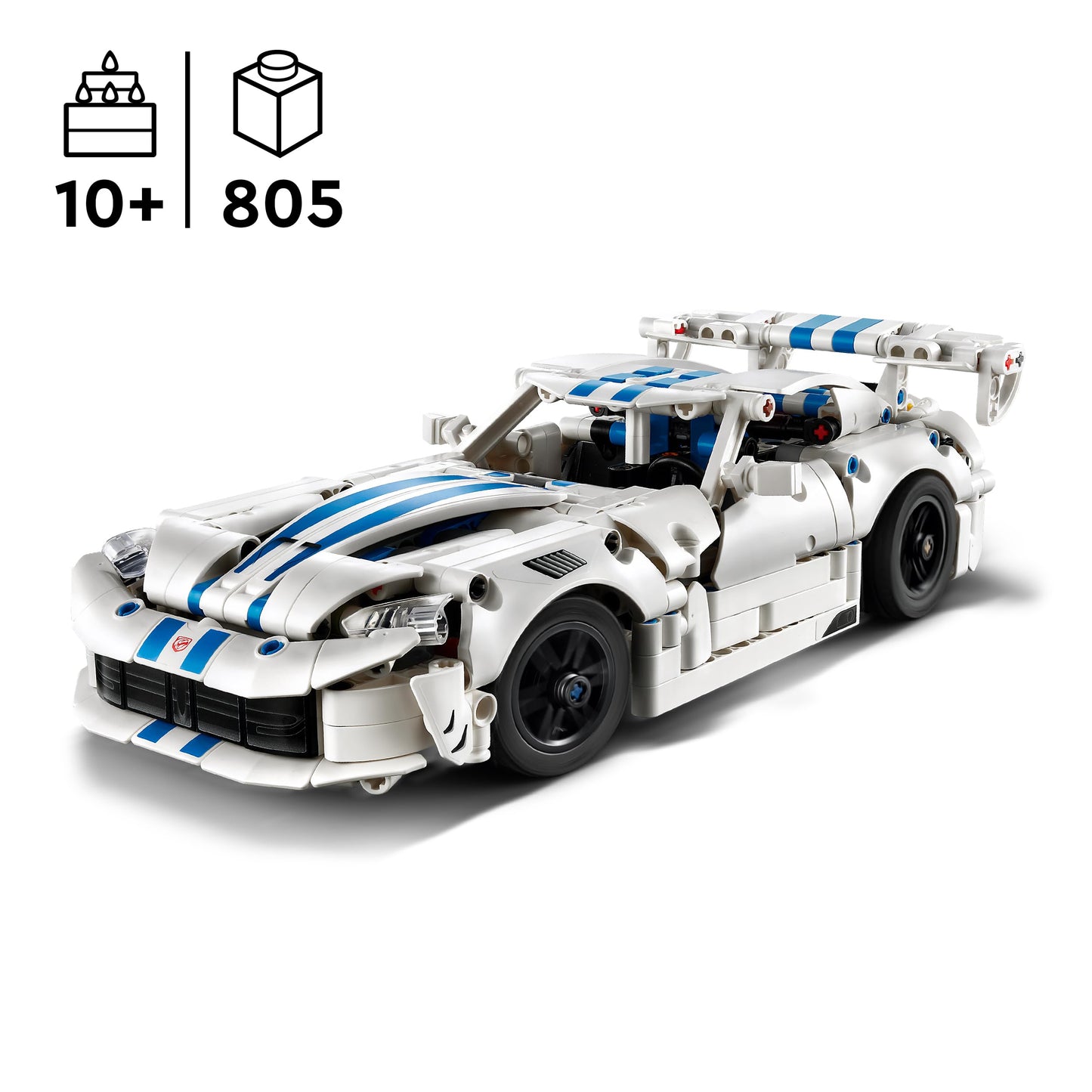 LEGO 42234 Technic Dodge Viper GTS-R Sports Car Toy - Model Kit with V10 Engine, Steering & Differential