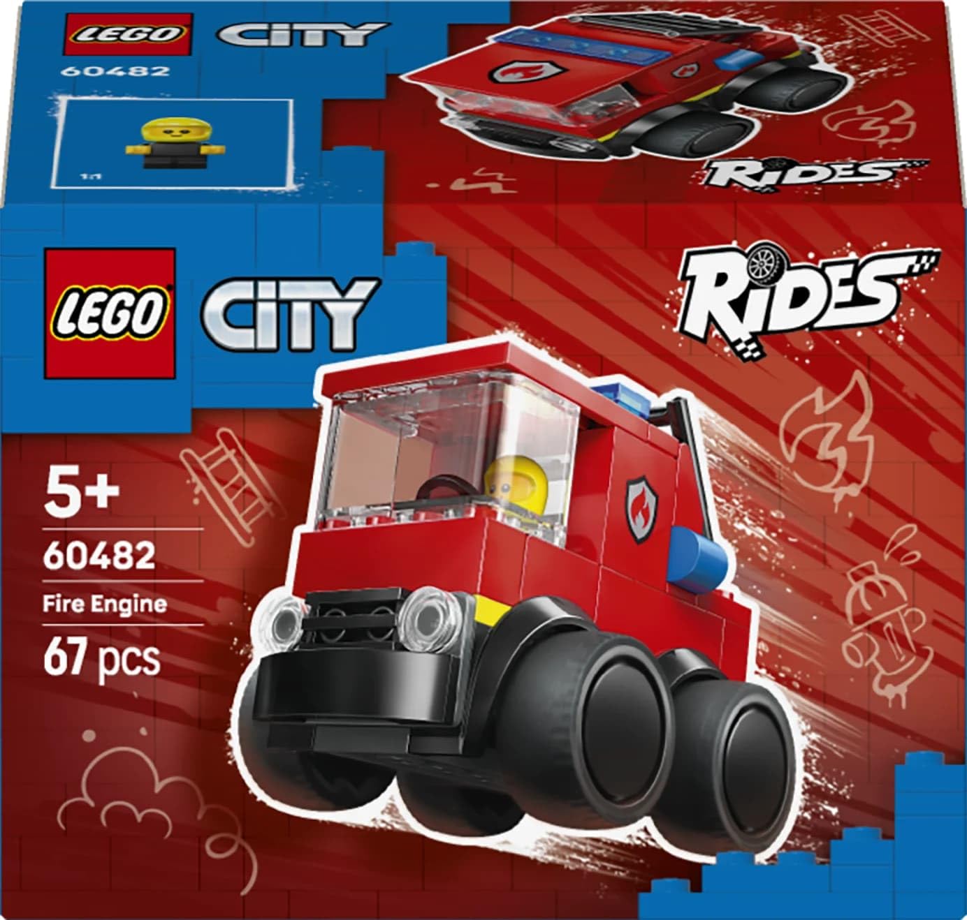LEGO 60482 City Rides – Fire Engine Toy - Emergency Vehicles Building Set with a Firefighter Junior Minifigure