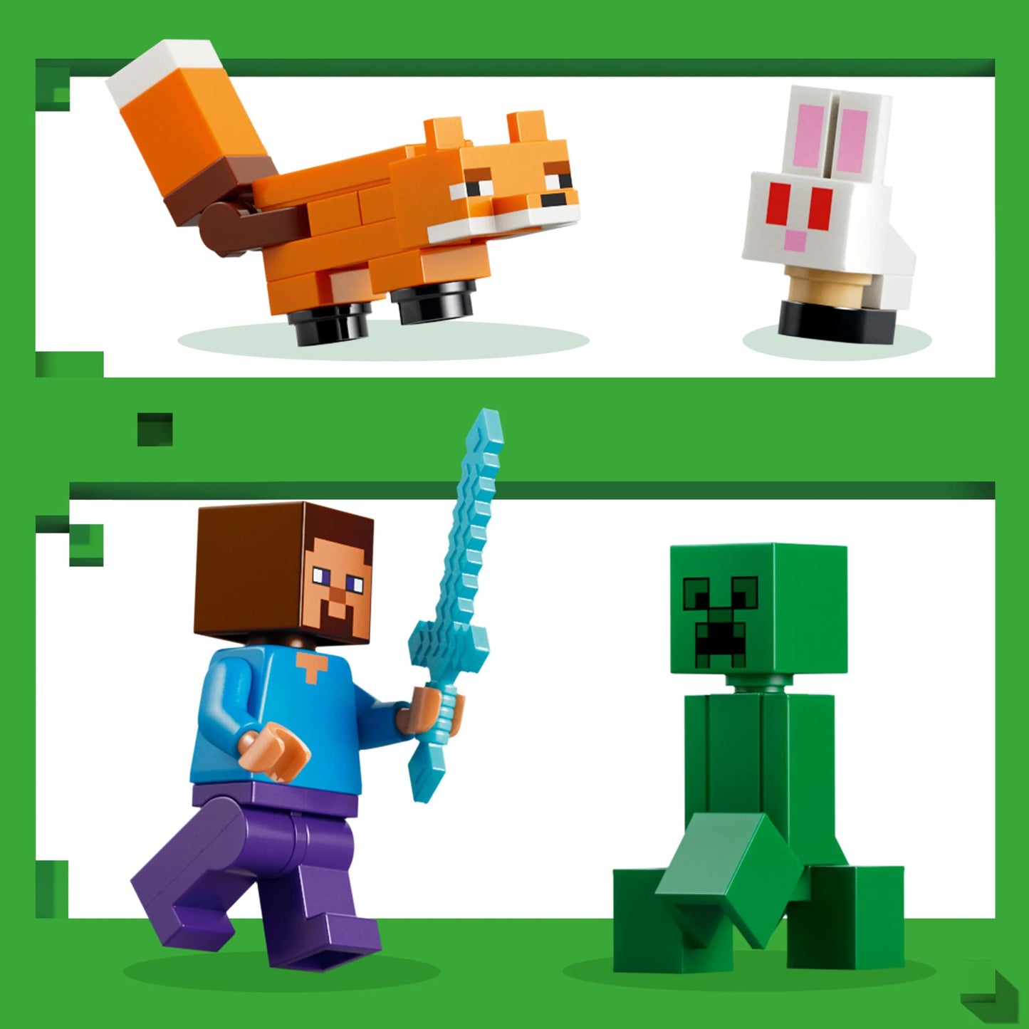 LEGO 21583 Minecraft Steve's Taiga Adventure Toy - incl. a Steve Minifigure with a Diamond Sword, Creeper, Fox, Baby Bunny Figures