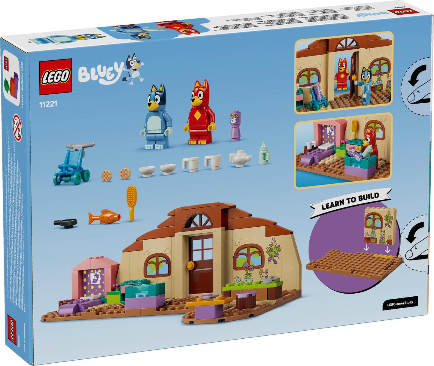 LEGO 11221 Bluey School with Rusty and Bluey with Kitchen, Cafe, 2 Minifigures & Play Food Accessories