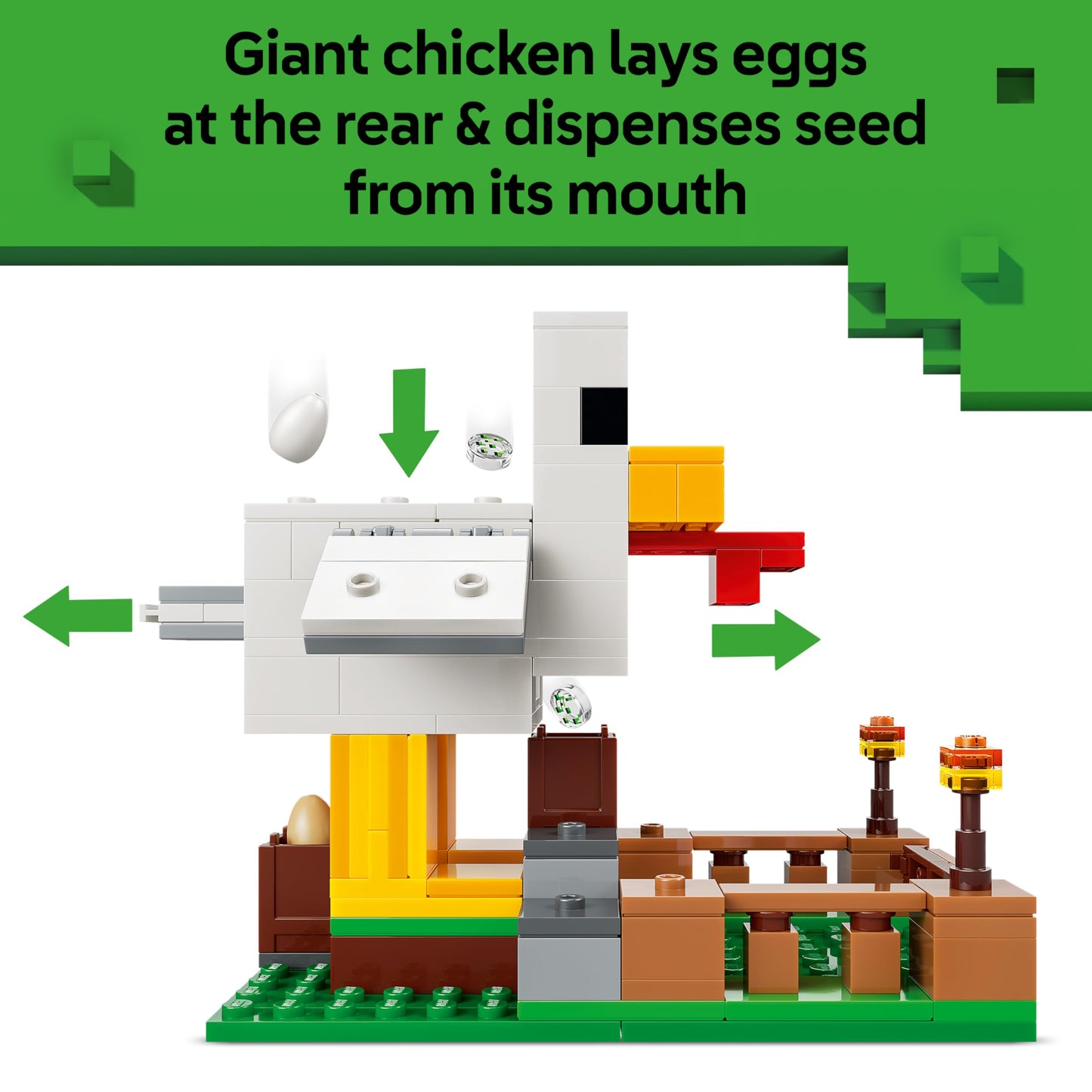 LEGO 21585 Minecraft Chicken Farm - with Chicken Fan Minifigure, Baby Zombie & Fox Mob Figures