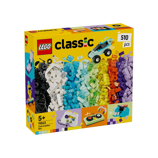 LEGO 11043 Classic Cool Creative Box - Colourful Bricks Set - Build a Monster Truck Toy, Skateboard, Dinosaur, Mobile Phone & More