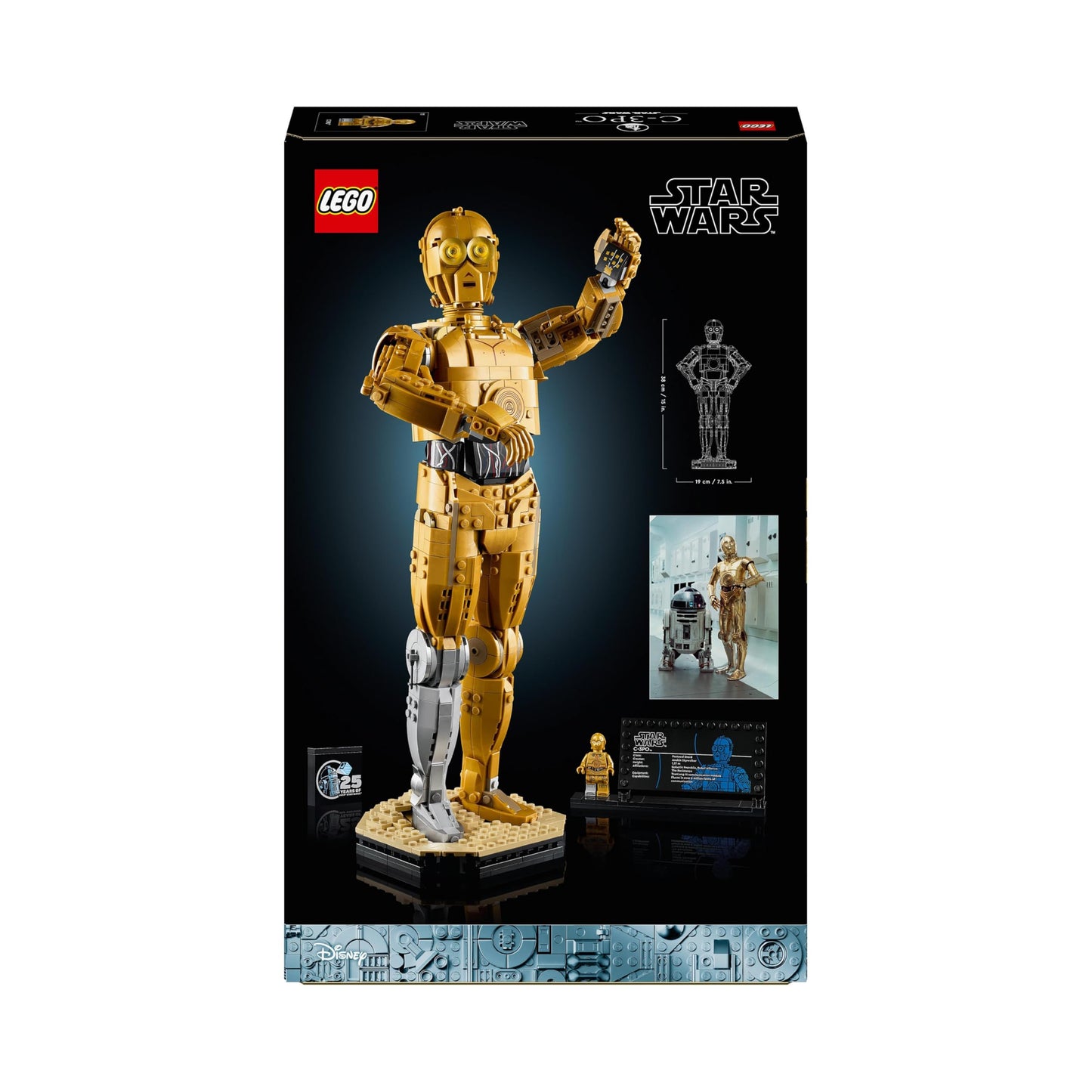 LEGO 75398 Star Wars C-3PO Droid Figure Building Set, Collectible Model Kit for Adults to Build with Character Minifigure and Display Stand