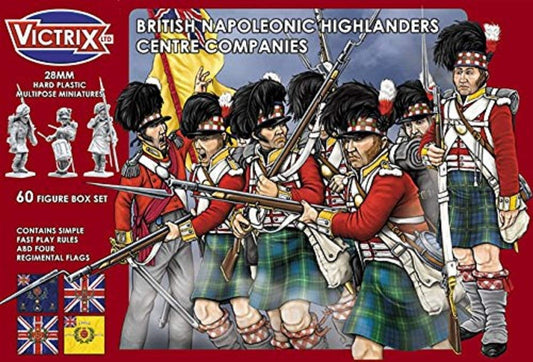 Victrix VX0006 - British Napoleonic Highland Centre Companies - 60 Figure Box Set With Flags - 28mm Plastic Miniatures Napoleonic