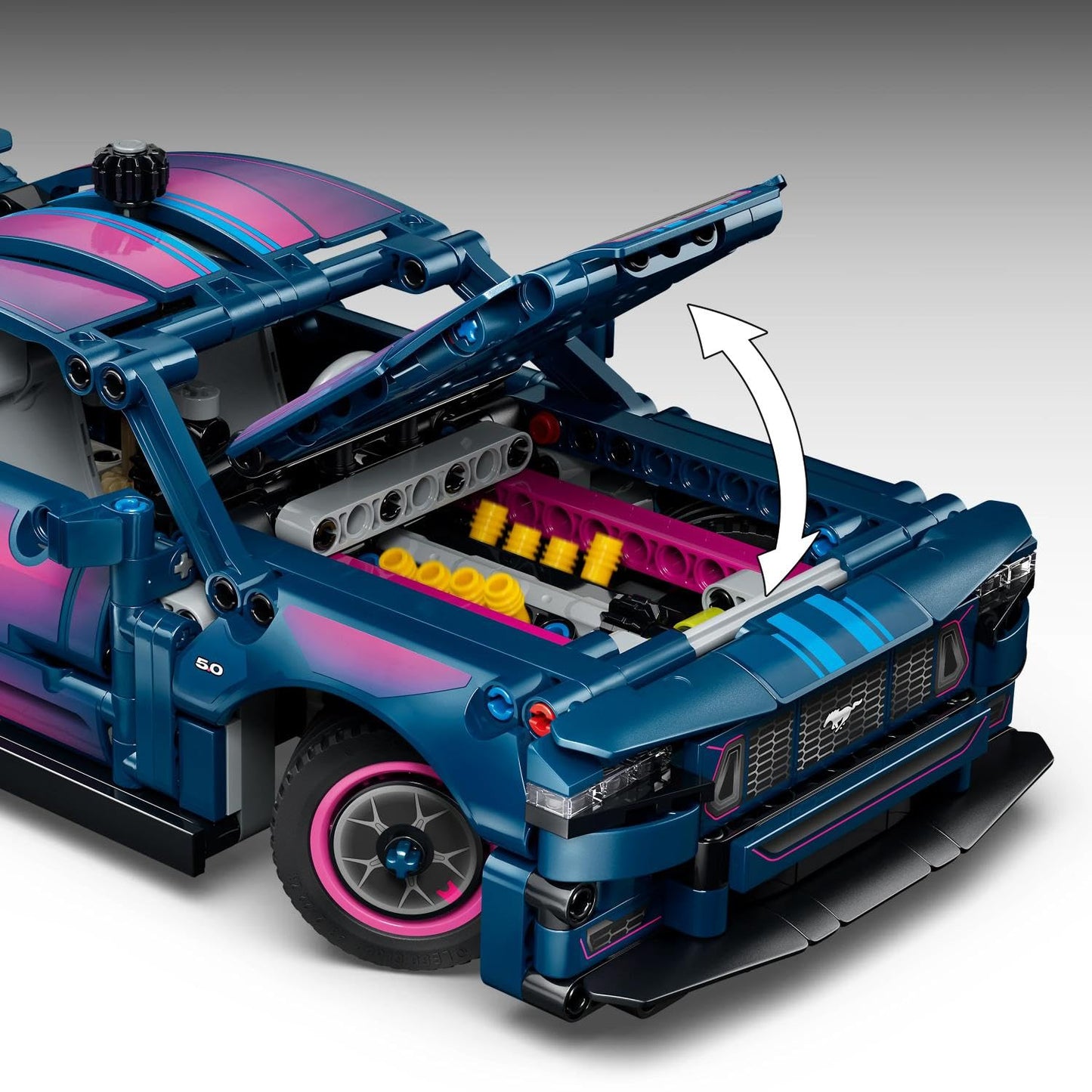 LEGO 42236 Technic Custom Garage Ford Mustang GT Car Toy - Model Kit with V8 Engine, HOG Steering & Swappable Body Parts