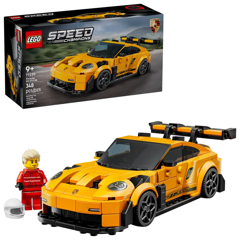 LEGO 77239 Speed Champions Porsche 911 GT3 RS Super Car Toy - Car Model Kit with a Driver Minifigure