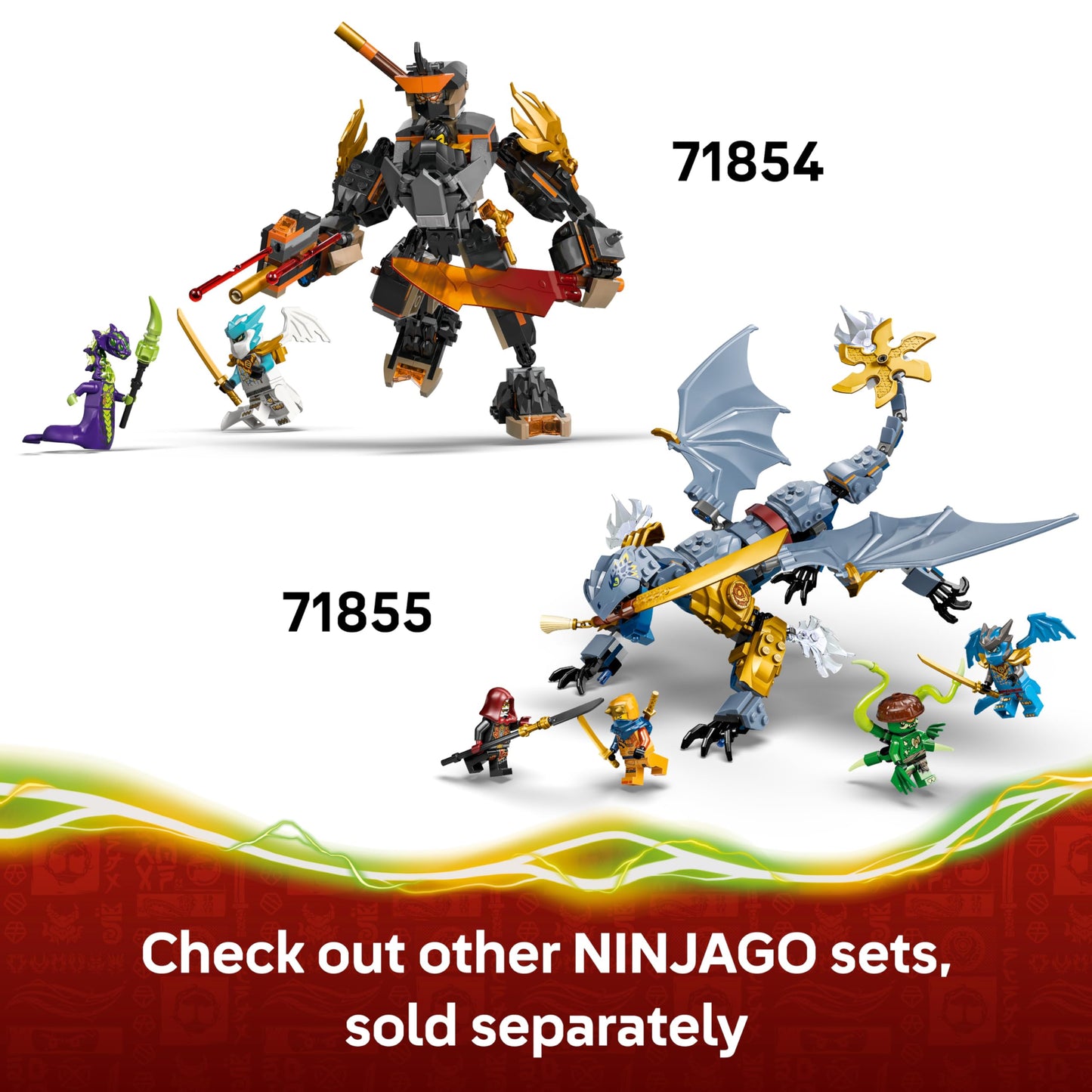 LEGO 71854 Ninjago Cole's Mission Mech & Dragon Zane - with Action Figure, 3 Minifigures and Swords