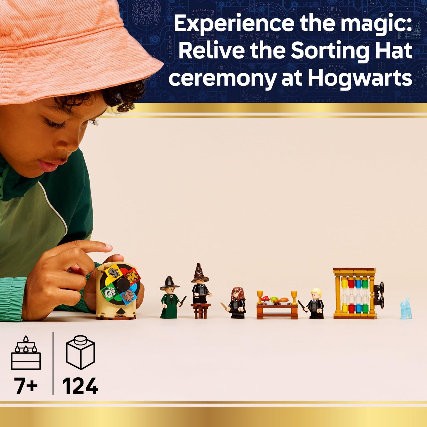 LEGO 76460 Harry Potter Hogwarts Castle : Sorting Hat Ceremony with Collectible Patronus, Hermione & Draco Malfoy Minifigures with Wands & a Spinning Wheel