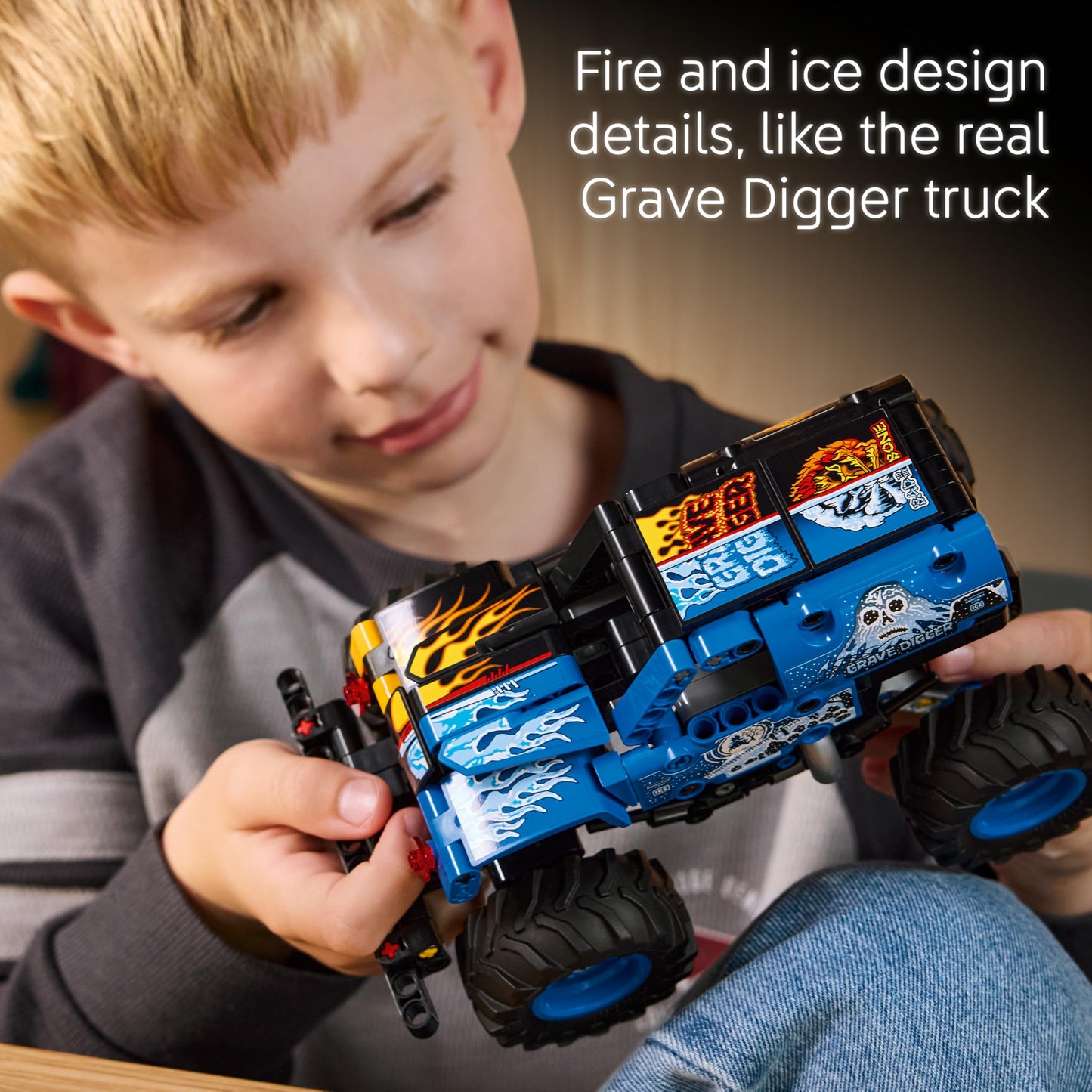 LEGO 42219 Technic Monster Jam Grave Digger Fire and Ice - Pull-Back Truck