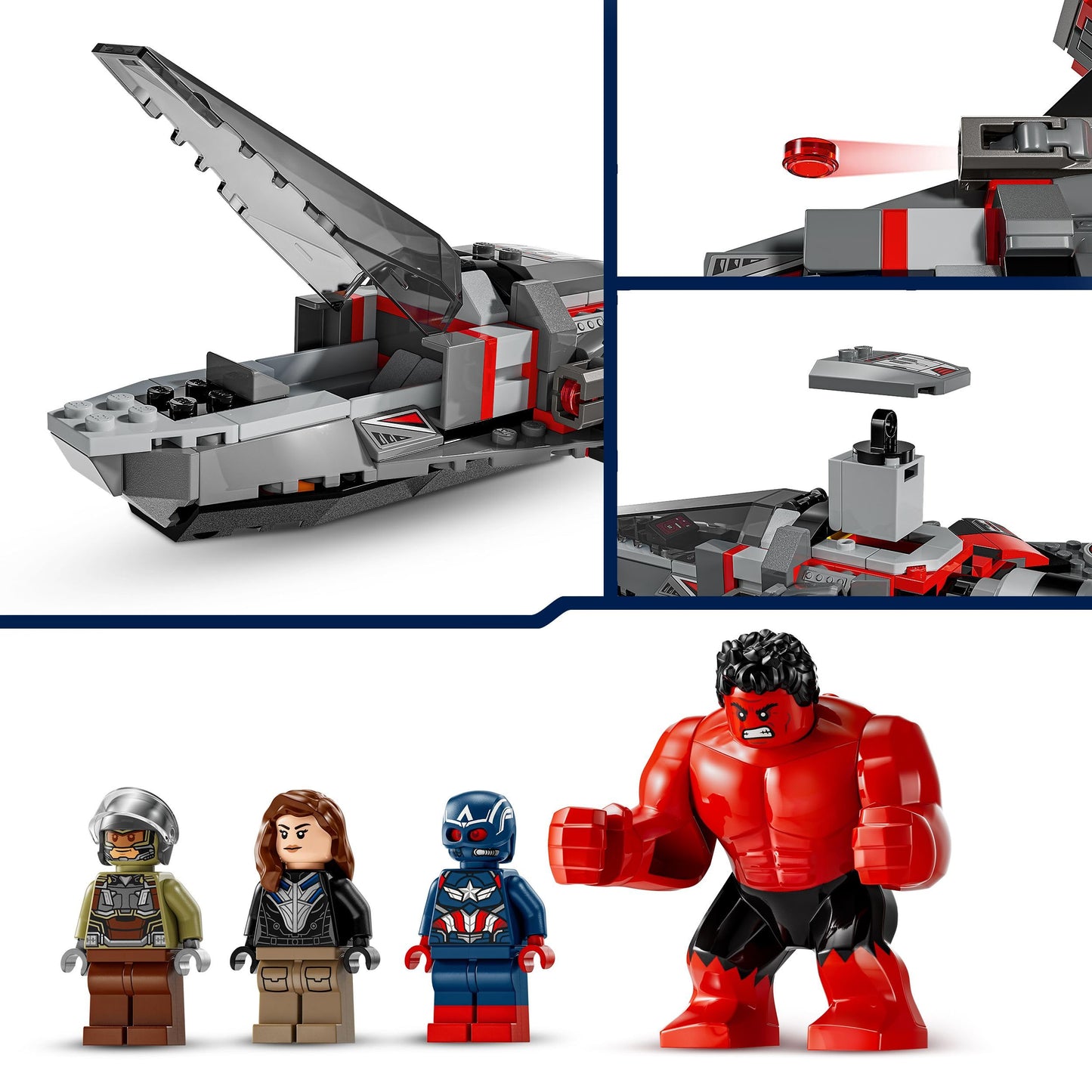 LEGO 76292 Marvel Captain America vs. Red Hulk Battle Set with 4 Super Hero Minifigures Including Red Hulk and Falcon