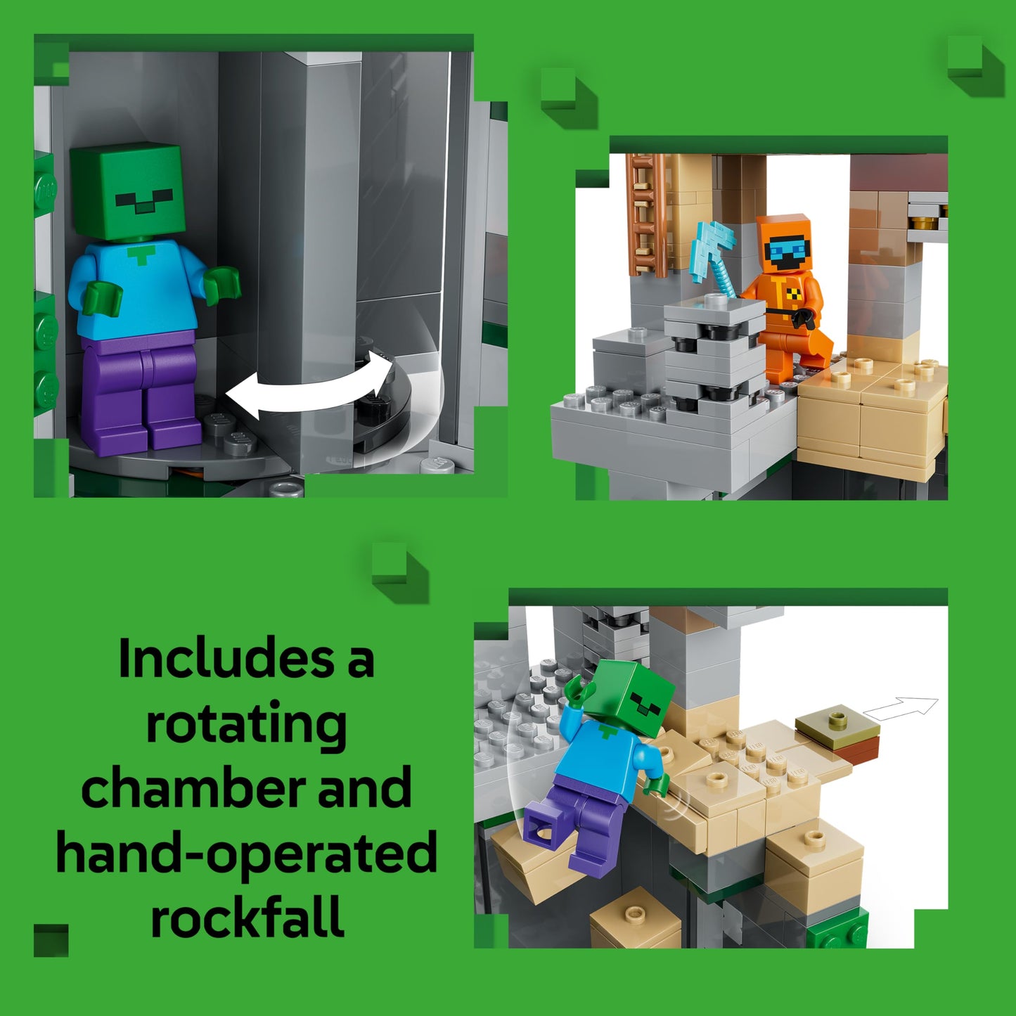 LEGO 21587 Minecraft Zombie Dungeon - with a Wanderer Minifigure, 3 Zombie Figures, a Slime & Crafting Table