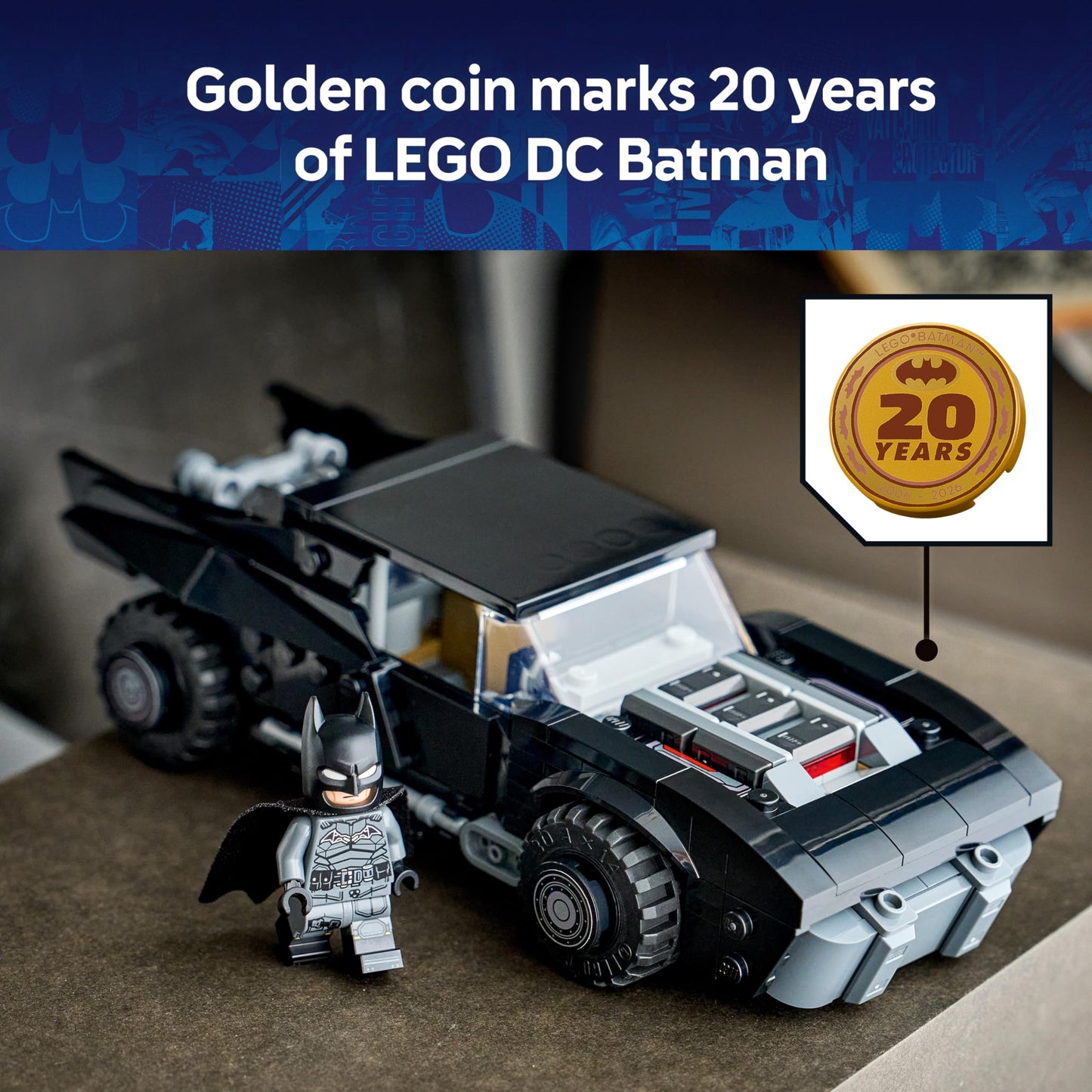 LEGO 76332 DC The Batman Batmobile Car Toy - with a Minifigure & Golden Coin