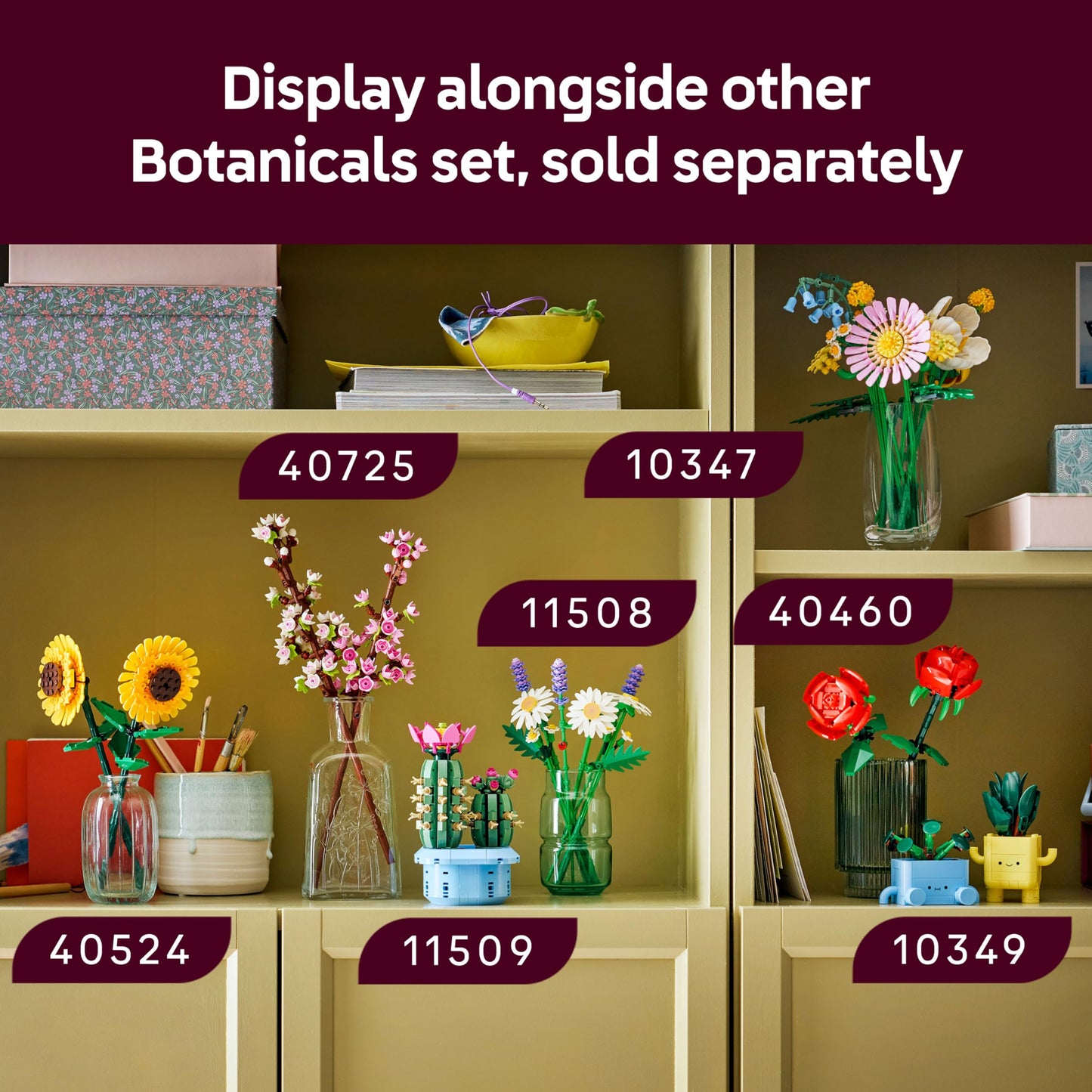 LEGO 11509 Botanicals Flowering Cactus - Artificial Potted Plant Set with 2 Cacti & Faux Flowers