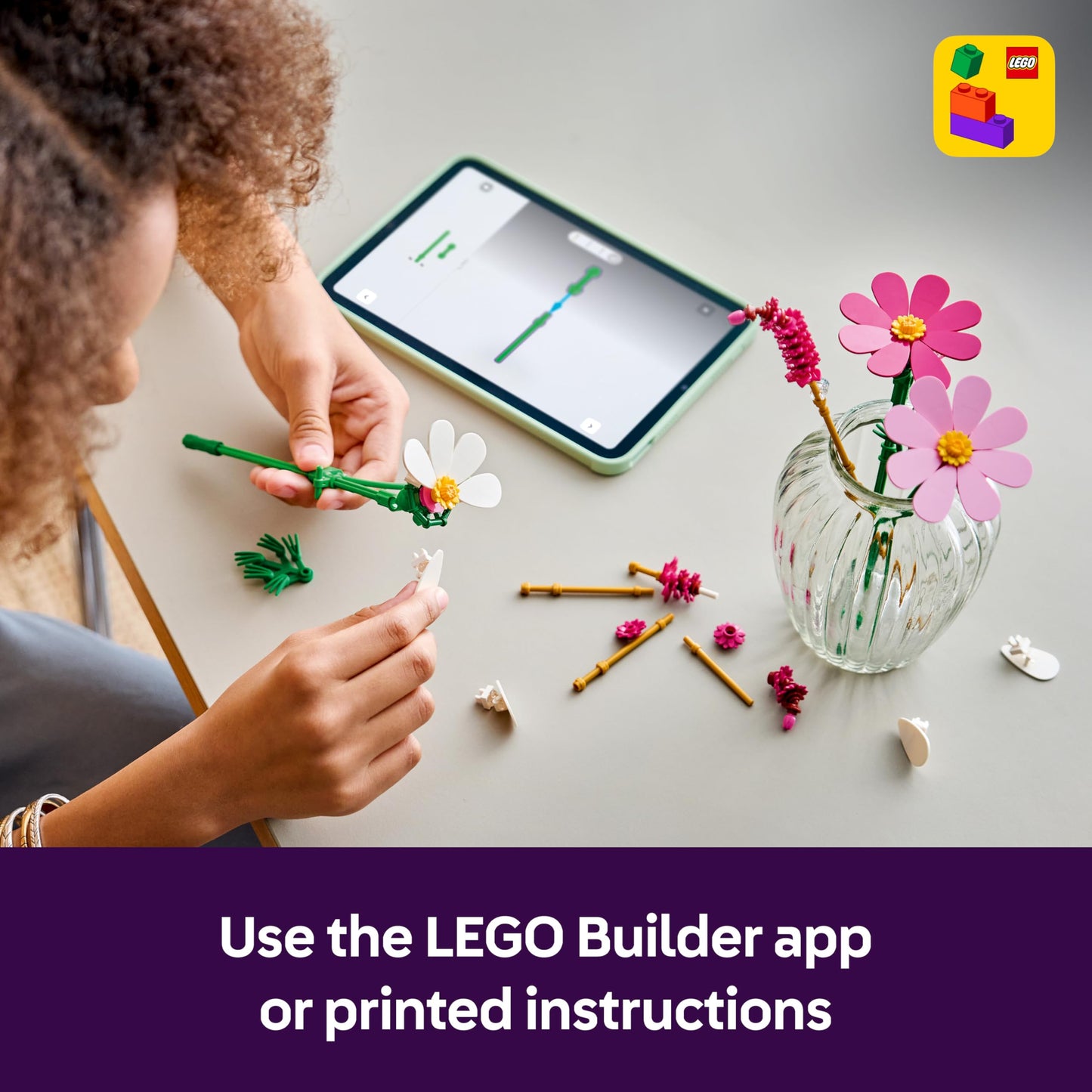 LEGO 11514 Botanicals Cosmos Flowers - Artificial Flower Bouquet with 3 Faux Cosmos & 2 Fountain Grass Stems