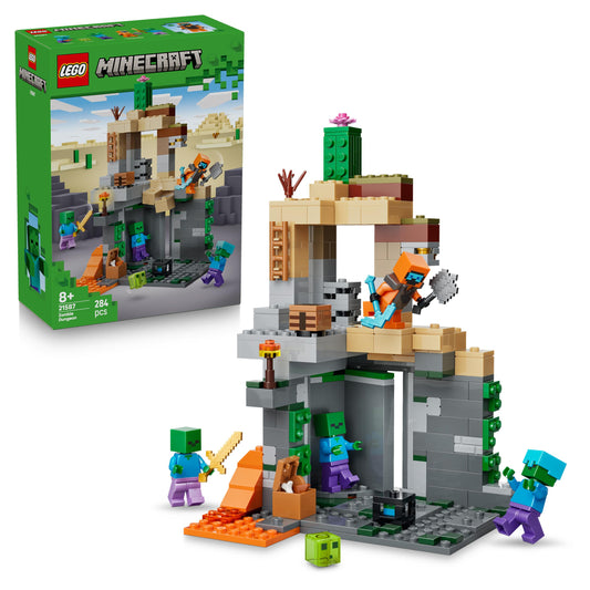 LEGO 21587 Minecraft Zombie Dungeon - with a Wanderer Minifigure, 3 Zombie Figures, a Slime & Crafting Table