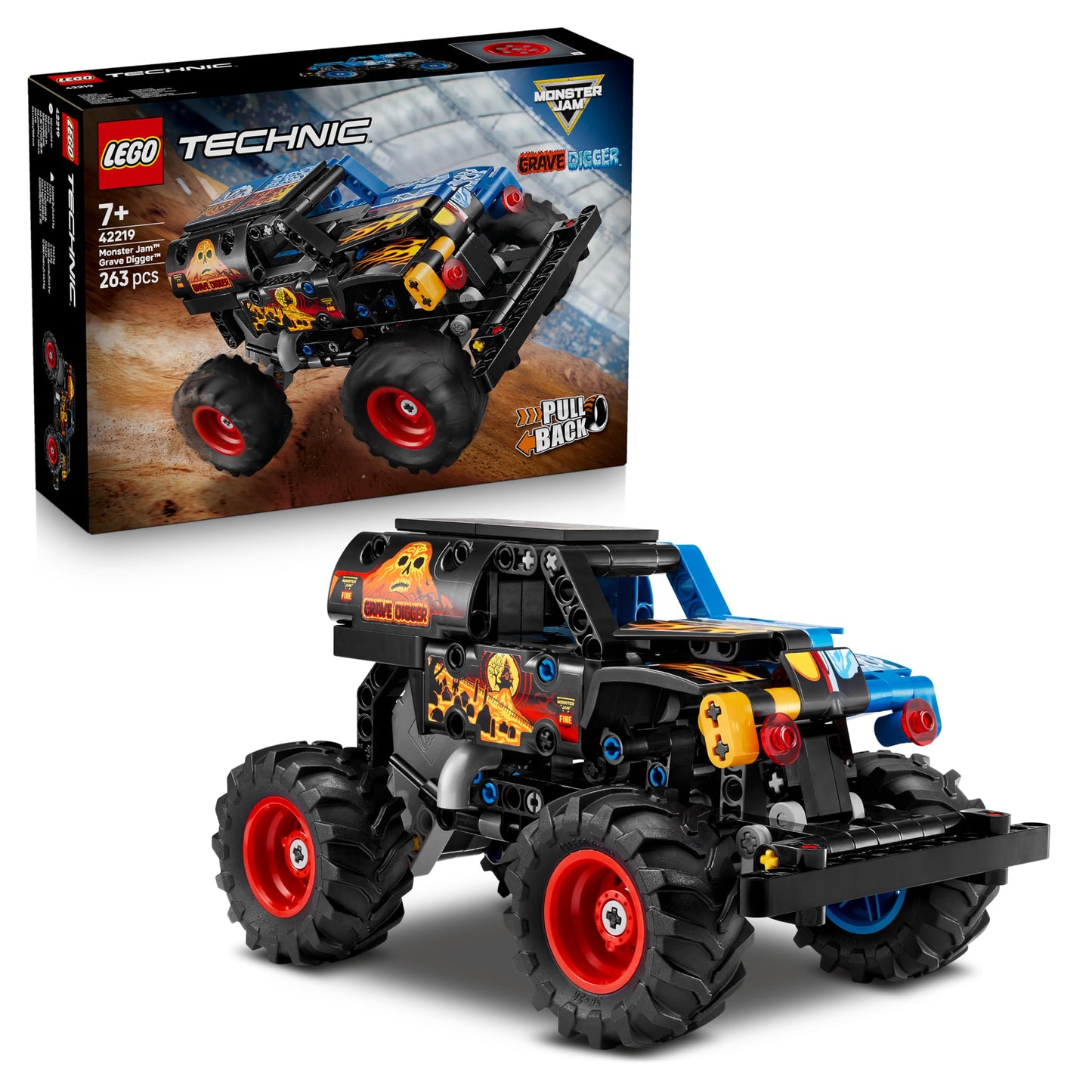 LEGO 42219 Technic Monster Jam Grave Digger Fire and Ice - Pull-Back Truck
