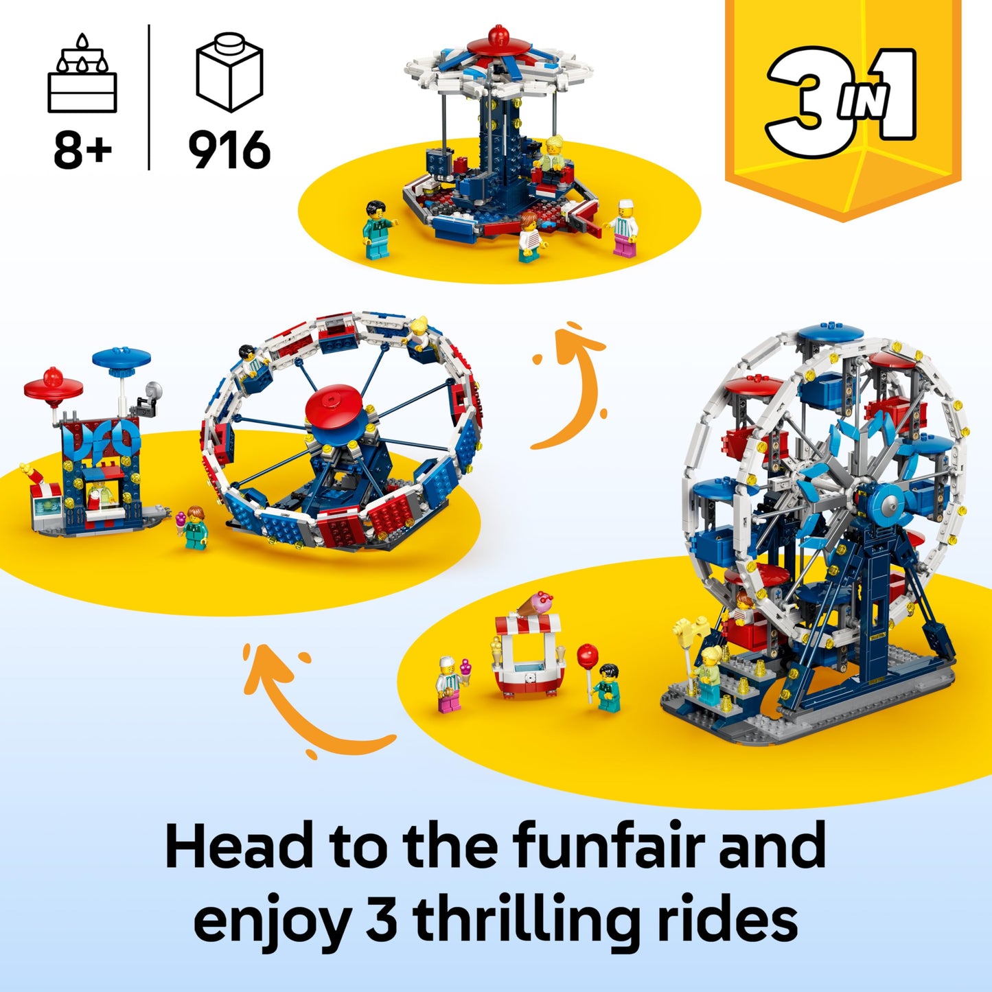 LEGO 31389 Creator 3 in 1 Iconic Ferris Wheel Toy - Transforms into a UFO Ride or Carousel