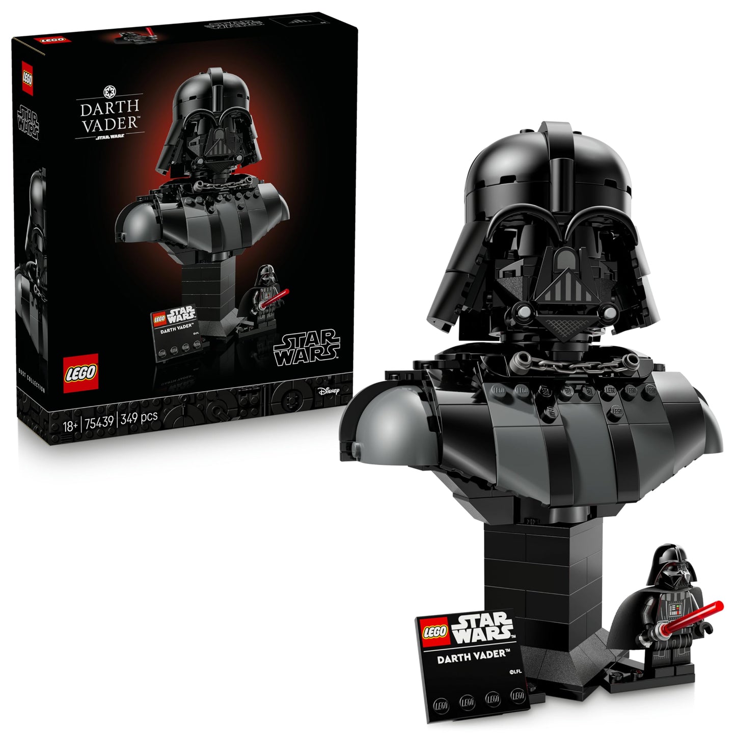 LEGO 75439 Star Wars Darth Vader Bust - Display Model Kit for Adults incl. Collectible Sith Minifigure with Red Lightsaber