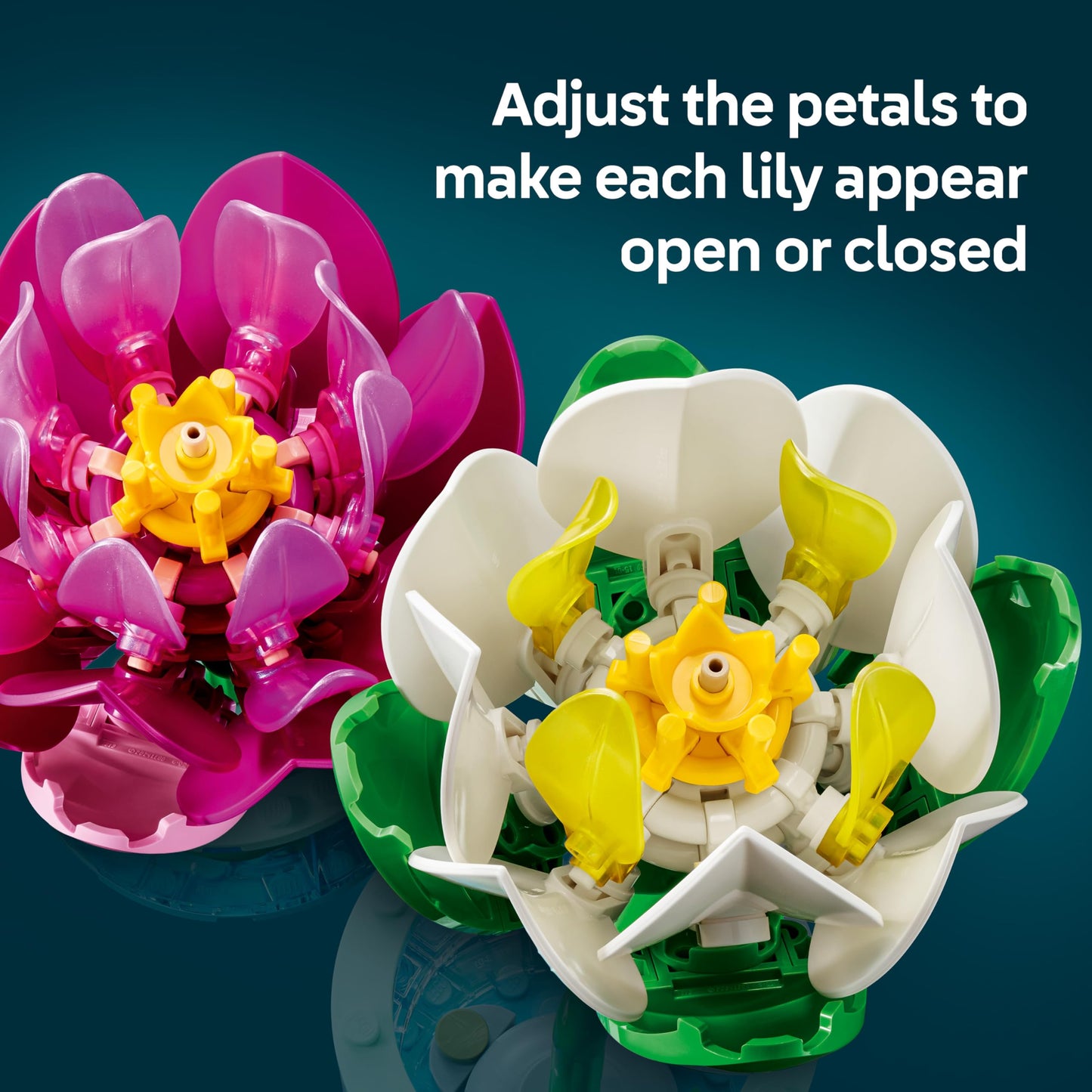 LEGO 11511 Botanicals Water Lilies - Faux Flowers Set with 2 Artificial Potted Plants in Transparent Vases