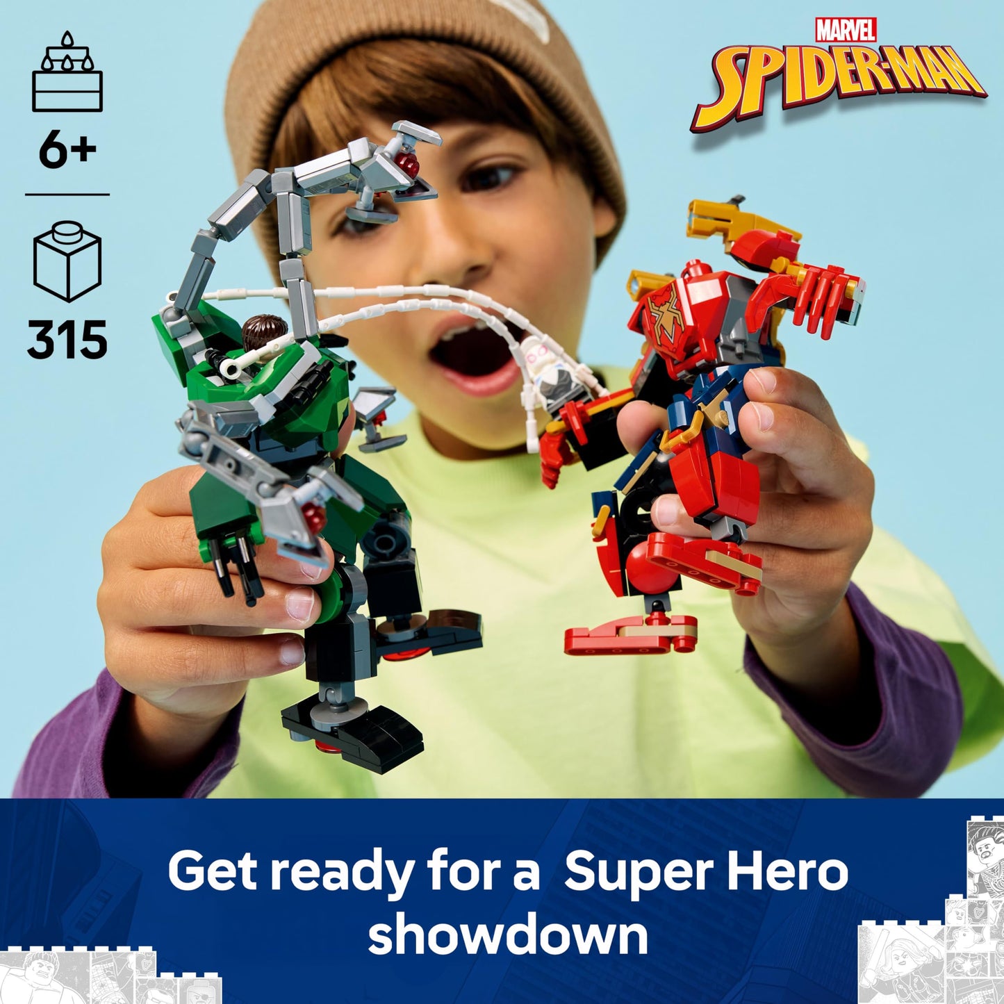LEGO 76338 Marvel Mech Battle: Spider-Man vs. Doc Ock with 2 Action Figures, 3 Minifigures, Stud Shooters & Spider Slings