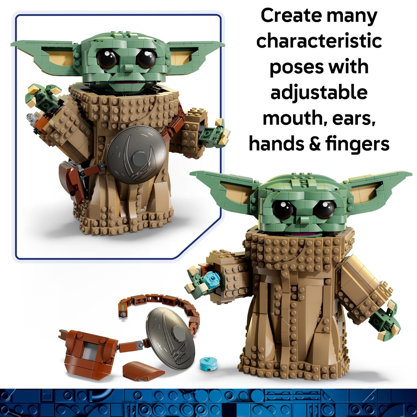 LEGO 75446 Star Wars Grogu (Mandalorian Apprentice) Toy - Display Figure Model Kit with Beskar Armour for Kids' Room Decor
