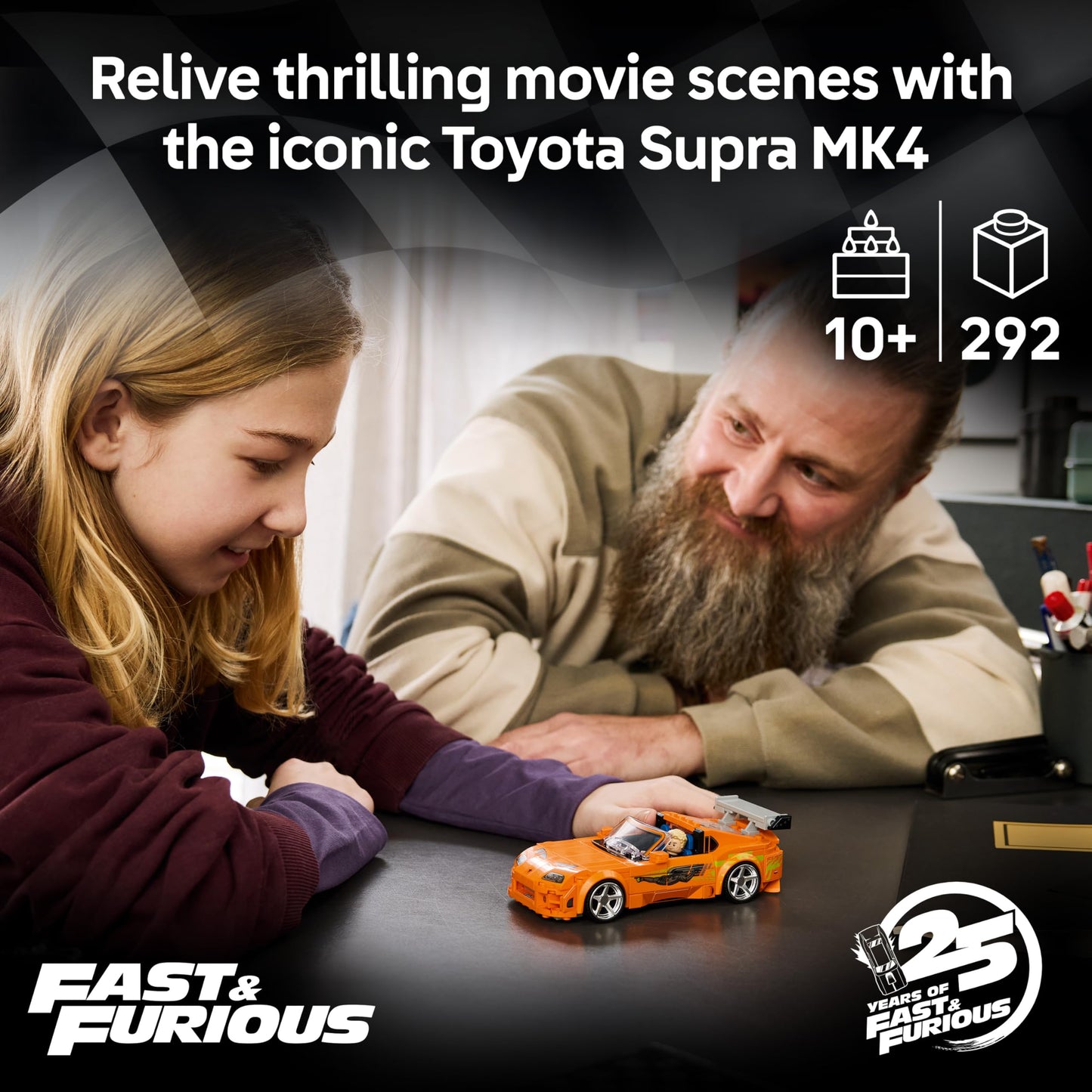 LEGO 77260 Speed Champions The Fast and The Furious Toyota Supra MK4 Car Toy - Model Kit w/Bryan O'Conner Minifigure - STEM Gift for 10+
