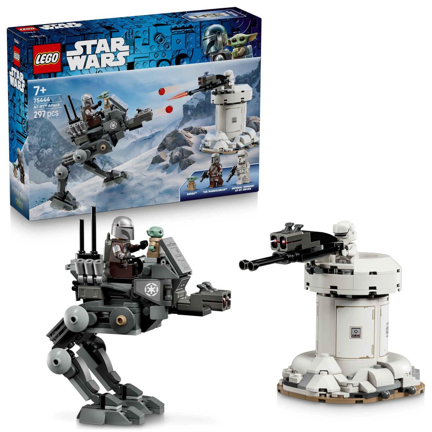 LEGO 75444 Star Wars 75444 AT-RT Attack with Imperial Walker, Tower, The Mandalorian Minifigure & Grogu Figure