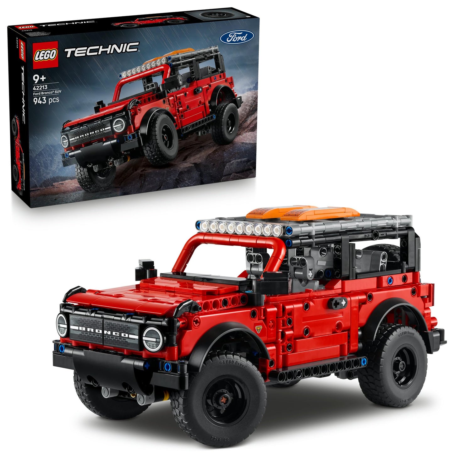 LEGO 42213 Technic Ford Bronco SUV Off Road Car Toy - Model Kit with Opening Doors, V6 Engine, Suspension & Steering