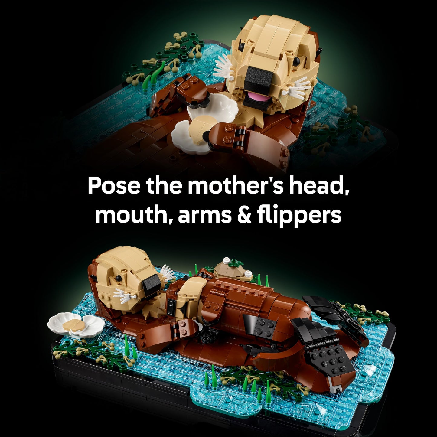 LEGO 21366 Ideas Floating Sea Otters - Building Set for Adults - 3D Display Model with Otter & Pup Animal Figures