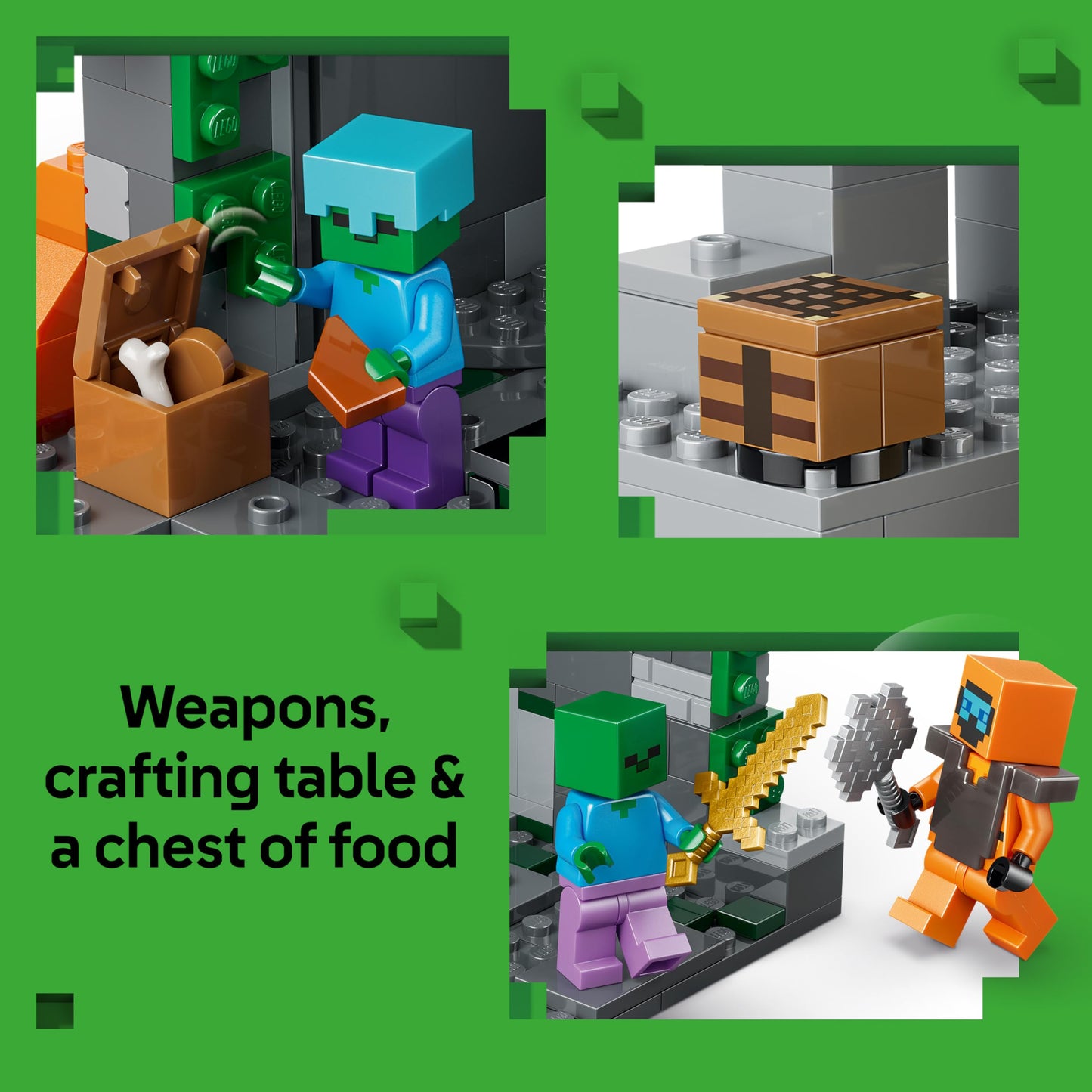 LEGO 21587 Minecraft Zombie Dungeon - with a Wanderer Minifigure, 3 Zombie Figures, a Slime & Crafting Table